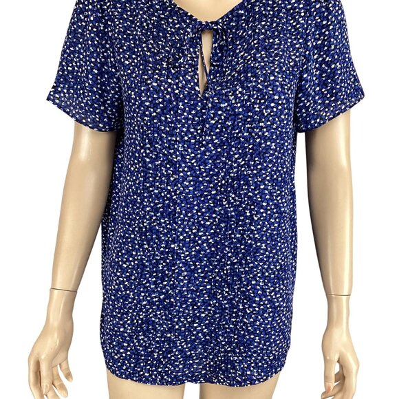 Carolina Belle Top Small Womens Blue Abstract Print Short Sleeve - Picture 7 of 8